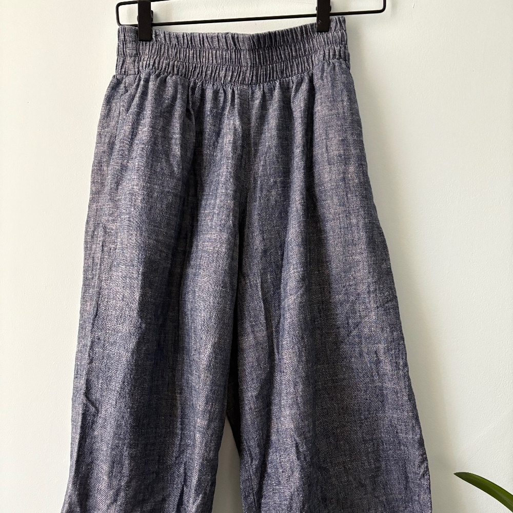 Conscious Clothing Chambray Linen wide leg crop pants